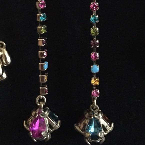 Betsey Johnson Multi-color Cluster Long Earrings - Picture 6 of 6